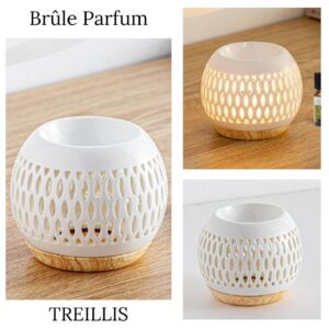 Brûle Parfum TREILLIS – Diffuseur Huiles Essentielles, Cires Parfumées et Parfums d’Ambiance