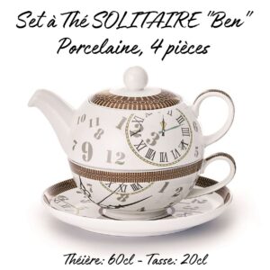 Set à Thé SOLITAIRE "Ben" Porcelaine, 4 pièces Théière: 60cl - Tasse: 20cl