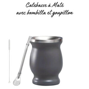 Calebasse à Maté avec bombilla et goupillon 250ml - Gris