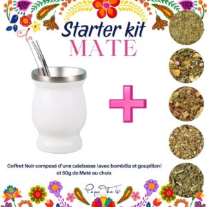 Starter Kit Maté Blanc: Calebasse + Accessoires + 50g de Maté au choix