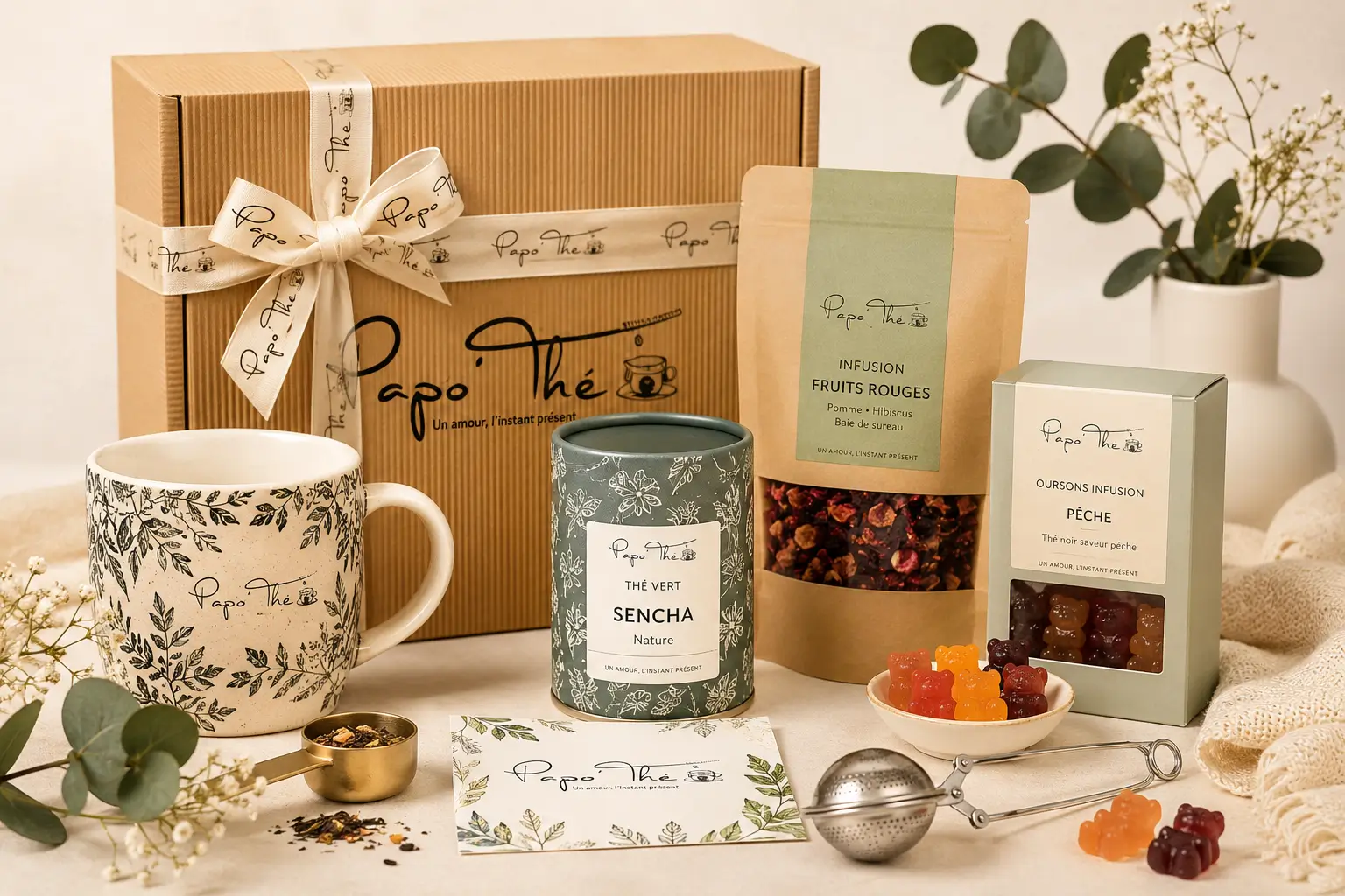Coffrets et Box Papo’Thé avec tasse, thés, infusions et Oursons Infusions