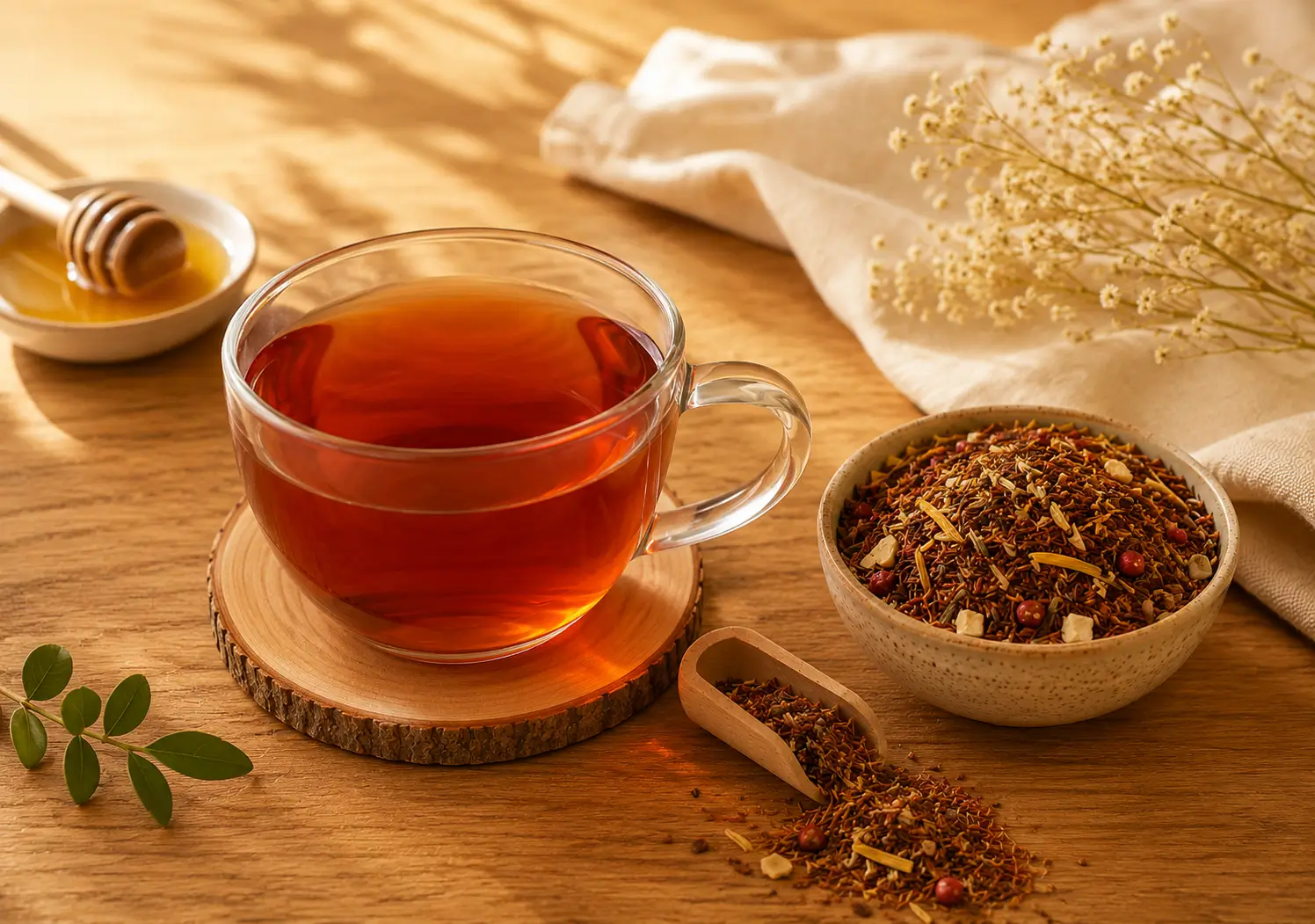Rooibos et Honeybush Papo’Thé en vrac avec tasse ambrée